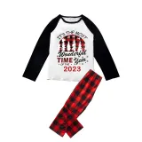 2023 Christmas Matching Family Pajamas Exclusive Design Wonderful Time Red Pajamas Set