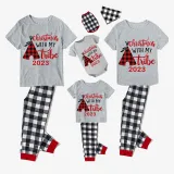 2023 Christmas Matching Family Pajamas Christmas With My Tribe Gray Short Pajamas Set