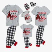 2023 Christmas Matching Family Pajamas Christmas With My Tribe Gray Short Pajamas Set