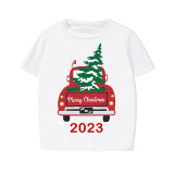 2023 Christmas Matching Family Pajamas Red Plaid Truck with Christmas Tree Black White Short Pajamas Set With Baby Pajamas