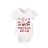 2023 Christmas Matching Family Pajamas Exclusive Design Chillin With My 3 Snowmies White Short Pajamas Set