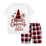 2023 Christmas Matching Family Pajamas Christmas Tree White Short Pajamas Set With Baby Bodysuit