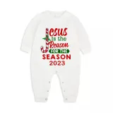 2023 Christmas Matching Family Pajamas Jesus Is The Reason For The Season Gray Pajamas Set