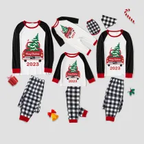 2023 Christmas Matching Family Pajamas Red Plaid Truck with Christmas Tree Gray Pajamas Set With Baby Pajamas