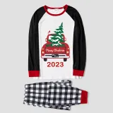 2023 Christmas Matching Family Pajamas Red Plaid Truck with Christmas Tree Gray Pajamas Set With Baby Pajamas