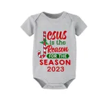 2023 Christmas Matching Family Pajamas Jesus Is The Reason For The Season Black Short Pajamas Set