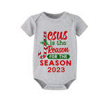 2023 Christmas Matching Family Pajamas Jesus Is The Reason For The Season Black Short Pajamas Set