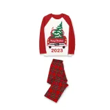 2023 Christmas Matching Family Pajamas Red Plaid Truck with Christmas Tree Red Pajamas Set With Baby Pajamas