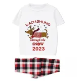 2023 Christmas Matching Family Pajamas Dachshund Through The Snow White Short Pajamas Set