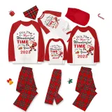 2023 Christmas Matching Family Pajamas Exclusive Design It is The Wonderful Time Red Pajamas Set
