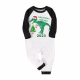 2023 Christmas Matching Family Pajamas Exclusive Design Dinosaur Christmas Tree Green Plaids Pajamas Set