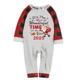 2023 Christmas Matching Family Pajamas Exclusive Design It is The Wonderful Time Reindeer Pants Pajamas Set
