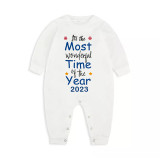 2023 Christmas Matching Family Pajamas Exclusive Design It Is Most Wonderful Time Blue Plaids Pajamas Set