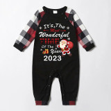 2023 Christmas Matching Family Pajamas Exclusive Design It is The Wonderful Time Black Plaids Pajamas Set