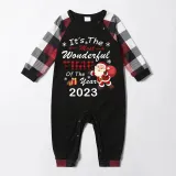 2023 Christmas Matching Family Pajamas Exclusive Design It is The Wonderful Time Black Plaids Pajamas Set