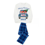 2023 Christmas Matching Family Pajamas Exclusive Design Gnomies Your Are All Merry Christmas Blue Plaids Pajamas Set