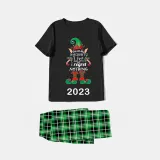 2023 Christmas Matching Family Pajamas Exclusive Design Naughty List Elf Black Short Pajamas Set