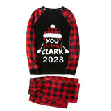2023 Christmas Matching Family Pajamas Red Plaid Xmas Hat You Serious Clark Letters Black Set With Baby Pajamas