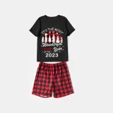 2023 Christmas Matching Family Pajamas Exclusive Design Wonderful Time Black Pajamas Set