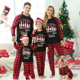 2023 Christmas Matching Family Pajamas Exclusive Design Wonderful Time Black Pajamas Set