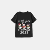 2023 Christmas Matching Family Pajamas Exclusive Design Chillin With My 3 Snowmies Black Pajamas Set