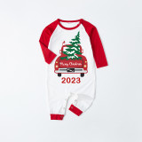 2023 Christmas Matching Family Pajamas Red Plaid Truck with Christmas Tree Black White Pants Pajamas Set With Baby Pajamas