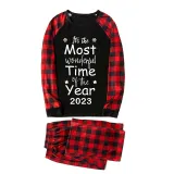 2023 Christmas Matching Family Pajamas Exclusive Design It Is Most Wonderful Time Black Pajamas Set