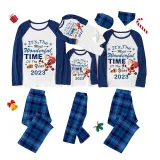 2023 Christmas Matching Family Pajamas Exclusive Design It is The Wonderful Time Blue Plaids Pajamas Set