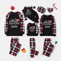 2023 Christmas Matching Family Pajamas Christmas Hat Black Reindeer Pajamas Set