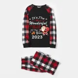 2023 Christmas Matching Family Pajamas Exclusive Design It is The Wonderful Time Black Plaids Pajamas Set