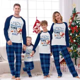 2023 Christmas Matching Family Pajamas Exclusive Design It is The Wonderful Time Blue Plaids Pajamas Set