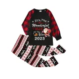 2023 Christmas Matching Family Pajamas Exclusive Design It is The Wonderful Time Black Plaids Pajamas Set