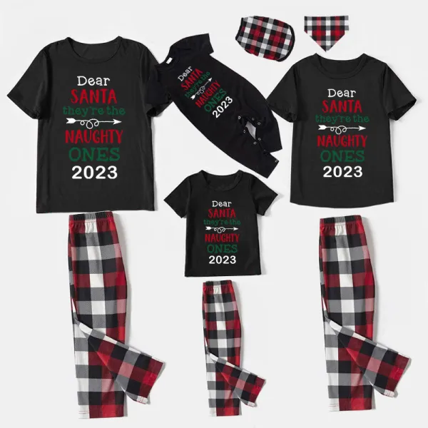 2023 Christmas Matching Family Pajamas They Are the Naughty Ones Black Pajamas Set With Baby Pajamas