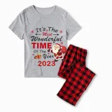2023 Christmas Matching Family Pajamas Exclusive Design It is The Wonderful Time Gray Pajamas Set