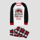 2023 Christmas Matching Family Pajamas Exclusive Design Wonderful Time Reindeer Pants Pajamas Set