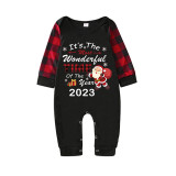 2023 Christmas Matching Family Pajamas Exclusive Design It is The Wonderful Time Black Plaids Pajamas Set