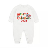 2023 Christmas Matching Family Pajamas Exclusive Design Cartoon Elephant Merry Christmas White Top Reindeer Pajamas Set
