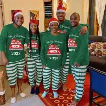 2023 Christmas Matching Family Pajamas Exclusive Design Gnomies Your Are All Merry Christmas Green Stripes Pajamas Set