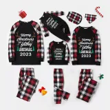 2023 Christmas Matching Family Pajamas Exclusive Design Antler Merry Christmas Black Plaids Pajamas Set