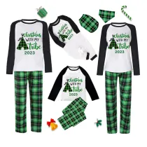 2023 Christmas Matching Family Pajamas Christmas With My Tribe Green Pajamas Set