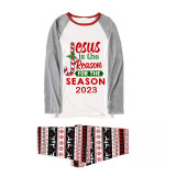 2023 Christmas Matching Family Pajamas Jesus Is The Reason For The Season Red Top Pants Pajamas Set