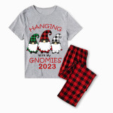 2023 Christmas Matching Family Pajamas Hanging With My Gnomies Short Gray Pajamas Set