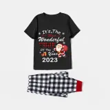 2023 Christmas Matching Family Pajamas Exclusive Design It is The Wonderful Time Black Short Pajamas Set