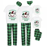 2023 Christmas Matching Family Pajamas Hanging With My Gnomies Short Green Plaids Pajamas Set