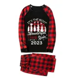 2023 Christmas Matching Family Pajamas Exclusive Design Wonderful Time Black Pajamas Set