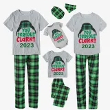2023 Christmas Matching Family Pajamas You Serious Clark Short Sleeve Green Short  Plaid Pnats Pajamas Set