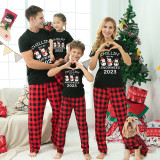 2023 Christmas Matching Family Pajamas Exclusive Design Chillin With My 3 Snowmies Black Pajamas Set