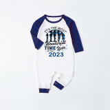 2023 Christmas Matching Family Pajamas Exclusive Design Wonderful Time Blue Plaids Pajamas Set