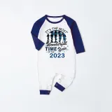 2023 Christmas Matching Family Pajamas Exclusive Design Wonderful Time Blue Plaids Pajamas Set