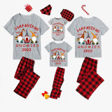 2023 Christmas Family Matching Pajamas Hanging With My Gnomies gray Short Pajamas Set